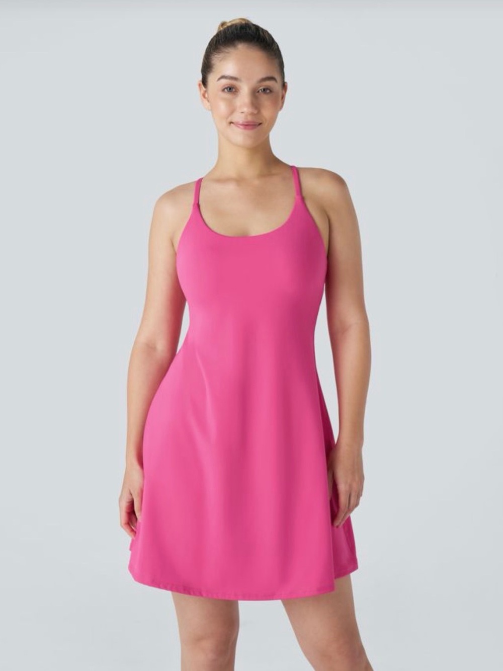 HALARA Hot Pink Scoop Neck A-Line Dress